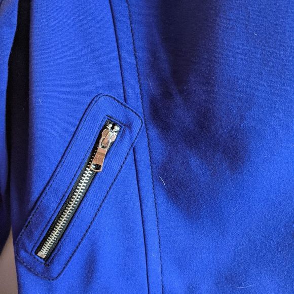 Blue Side Zip Dress Bomber Jacket - Picture 4 of 4